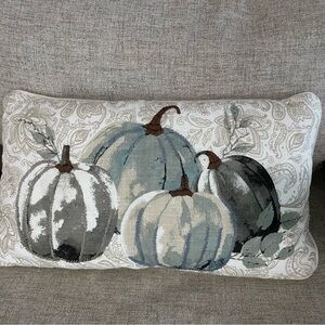 Halloween/Fall Decorative Pillow with Pumpkin Design White and Blue